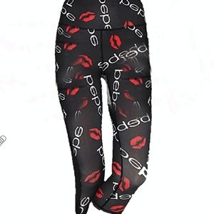 Bebe¾" length leggings logo print on black XL